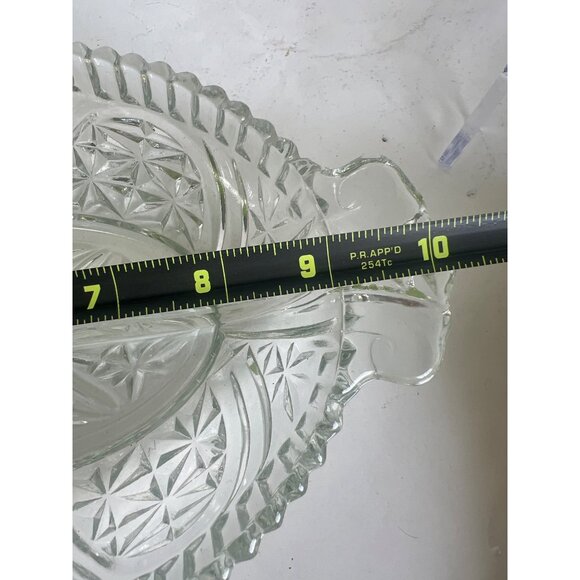 Vintage APEG Clear Pressed Glass Divided Relish Dish With Handles 10" GrannyCore - Picture 8 of 12